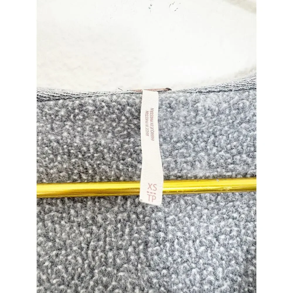 Free People Get It Distressed Oversized Burnout Hoodie Sweater Size XS Gray